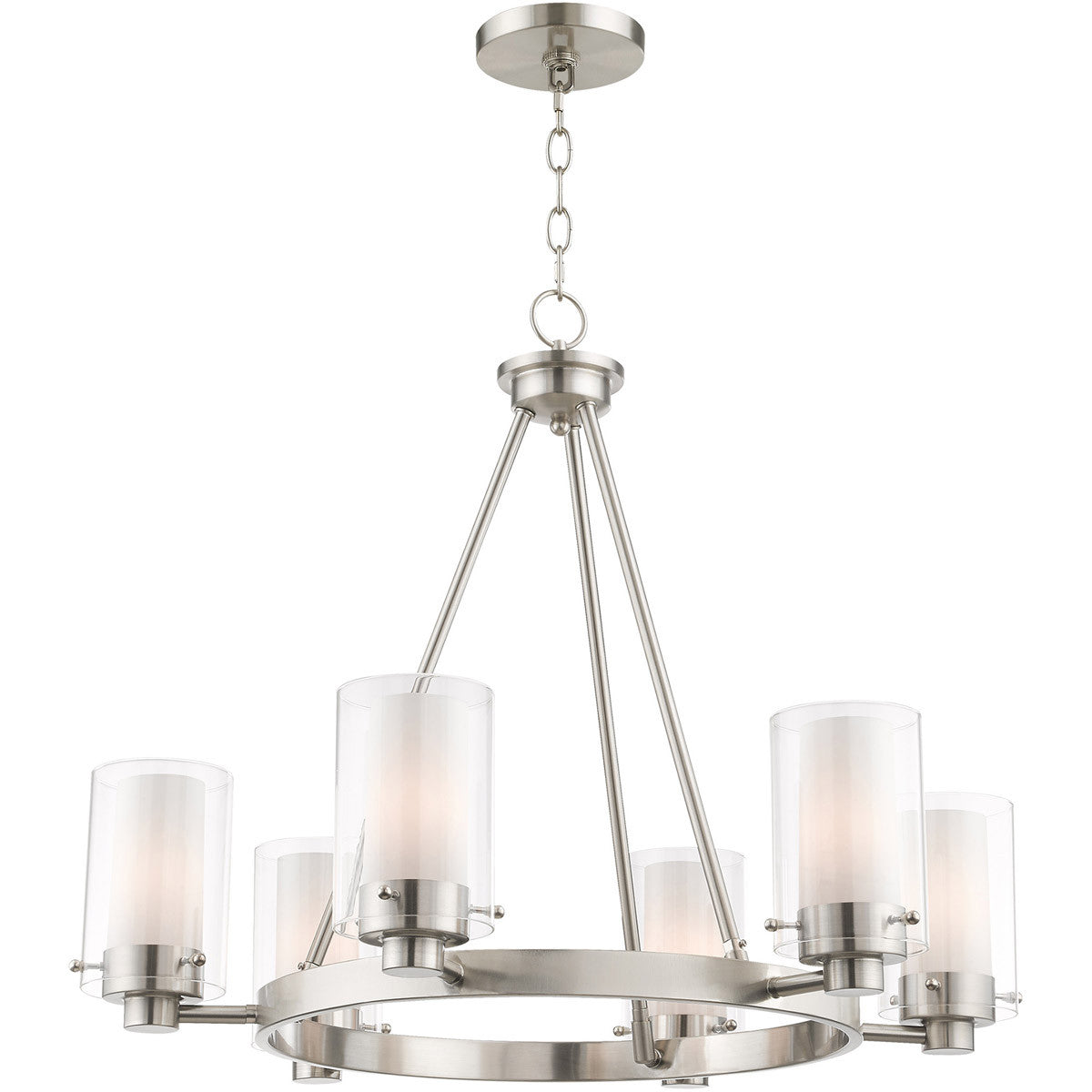 Six Light Dimmable Chandelier With Shades