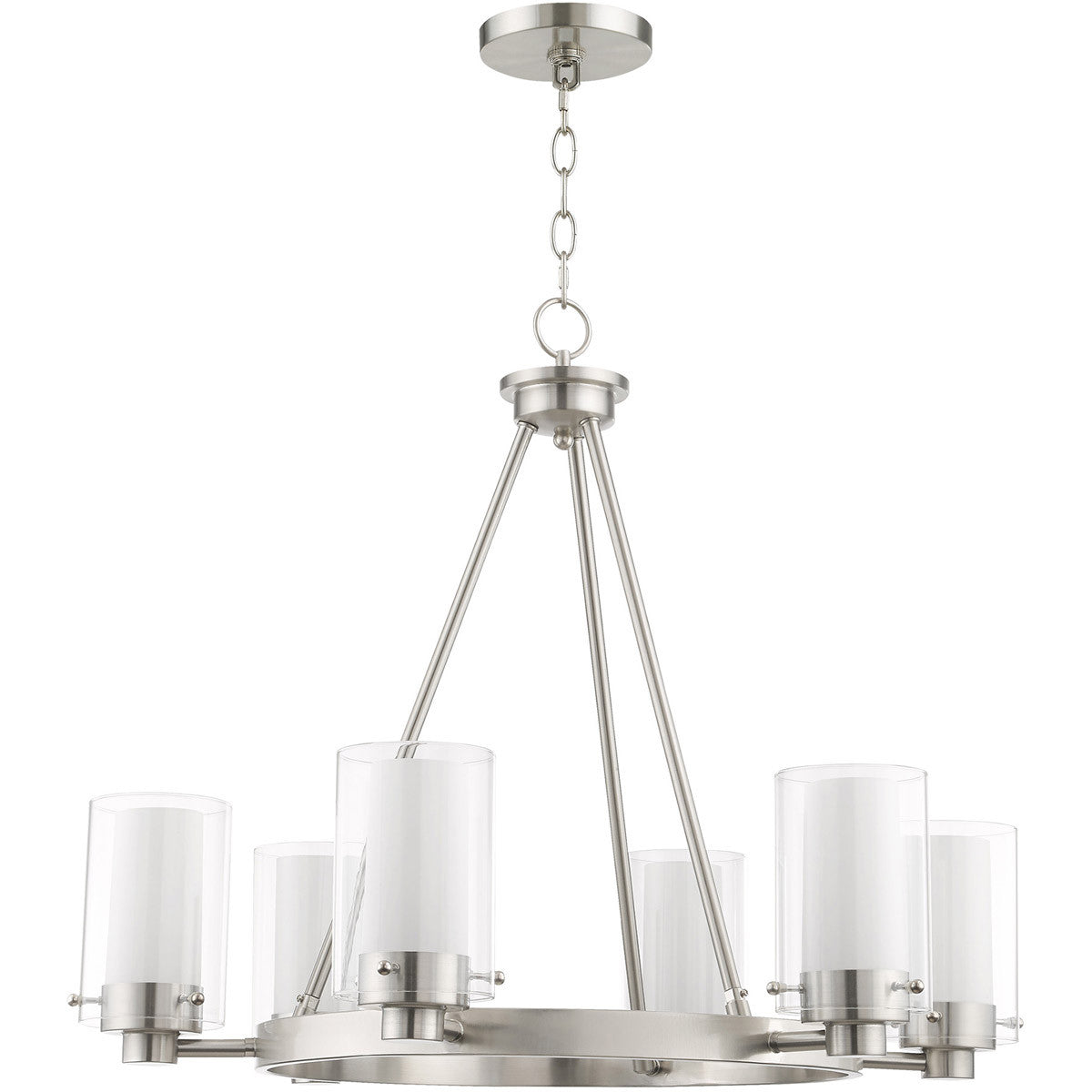 Six Light Dimmable Chandelier With Shades