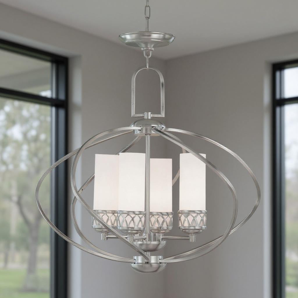 Four Light Dimmable Chandelier With Shades