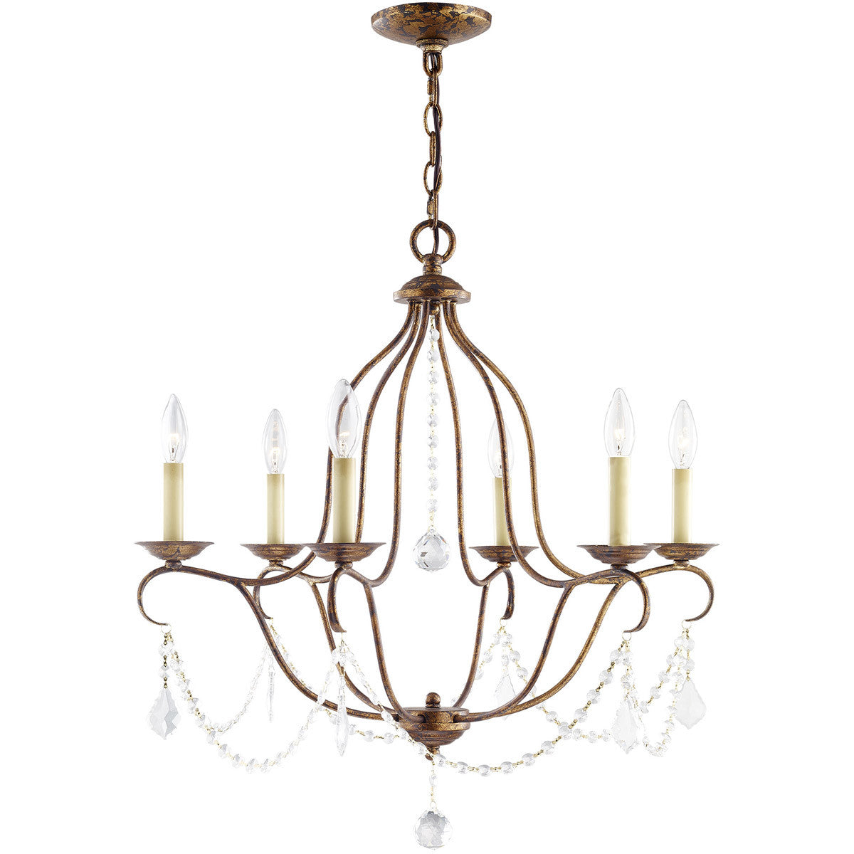 Six Light Dimmable Chandelier With Shades Default Title