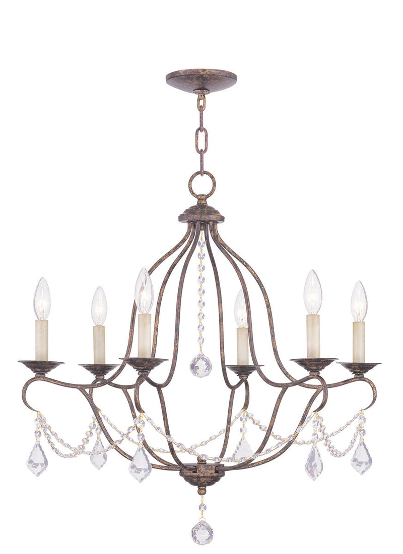 Six Light Dimmable Chandelier With Shades