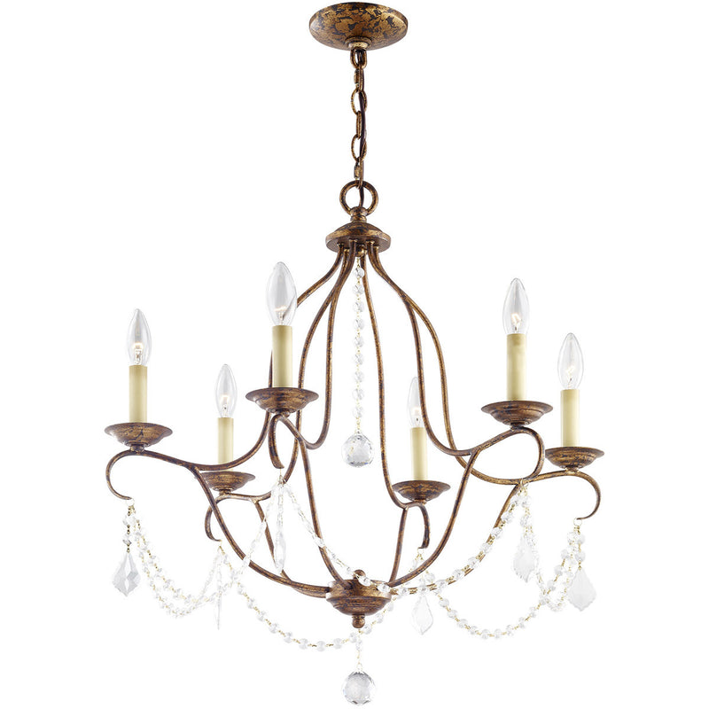 Six Light Dimmable Chandelier With Shades