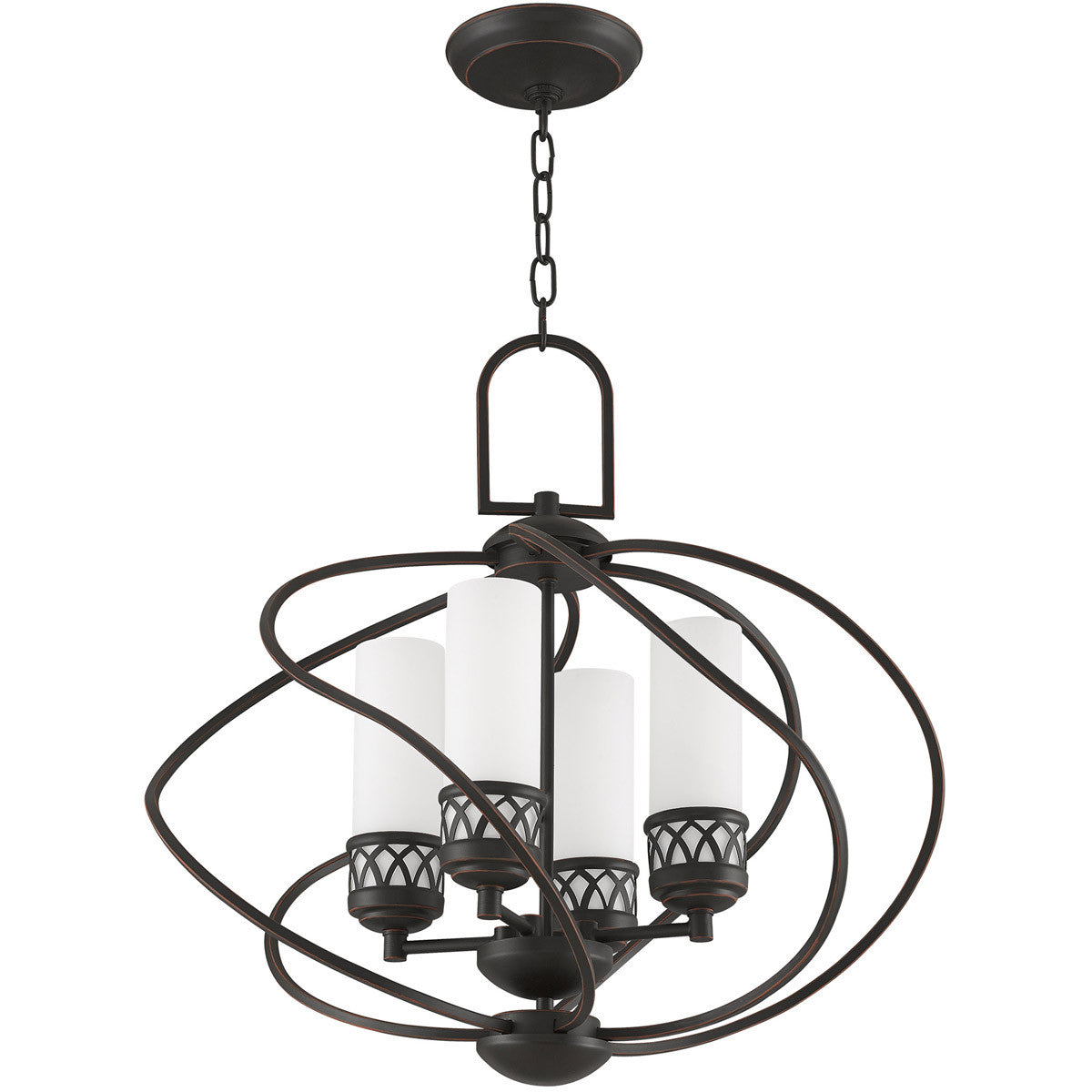 Four Light Dimmable Chandelier With Shades Default Title