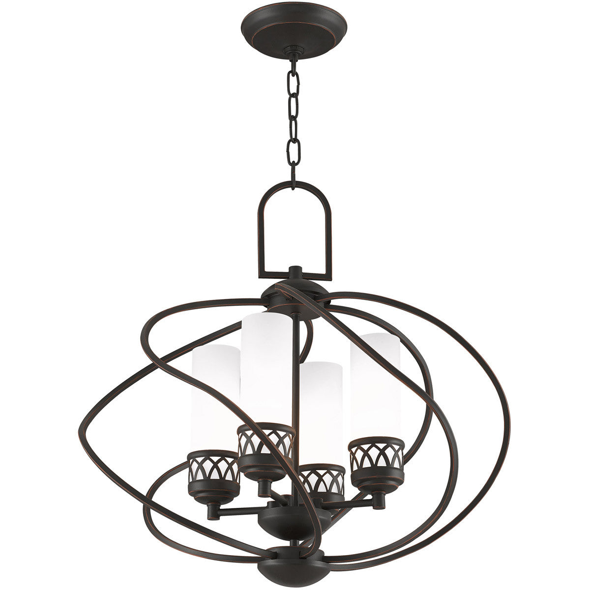 Four Light Dimmable Chandelier With Shades
