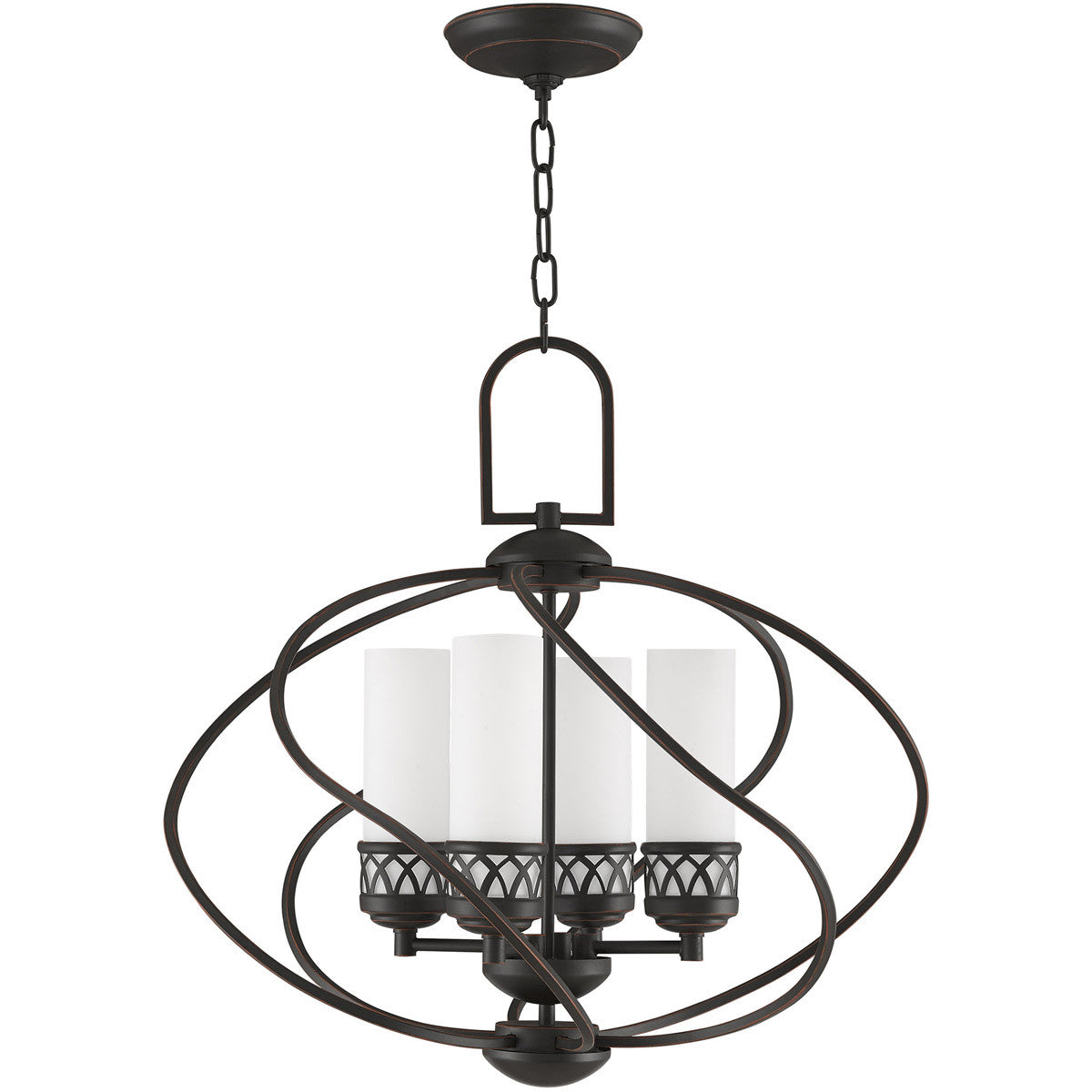 Four Light Dimmable Chandelier With Shades