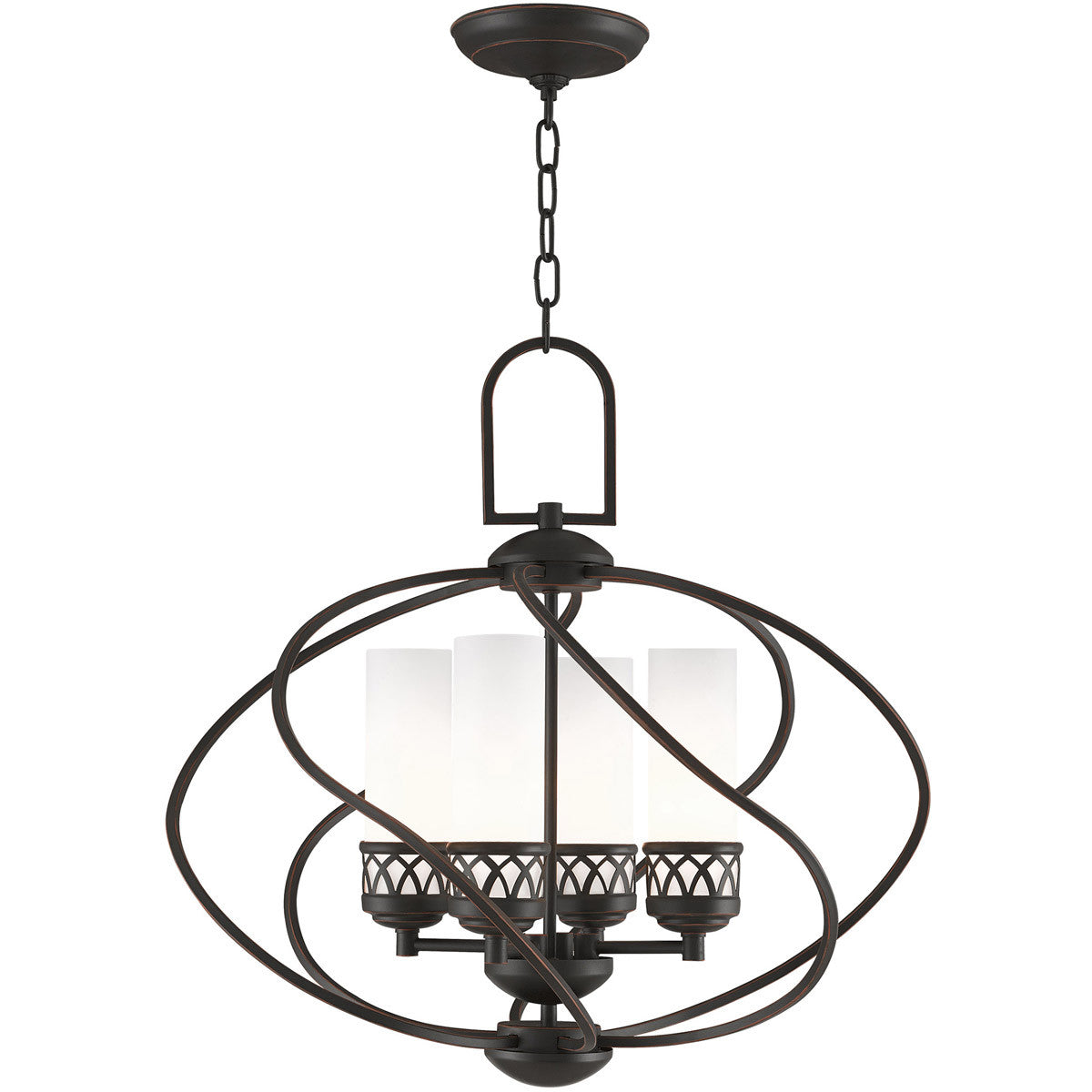 Four Light Dimmable Chandelier With Shades