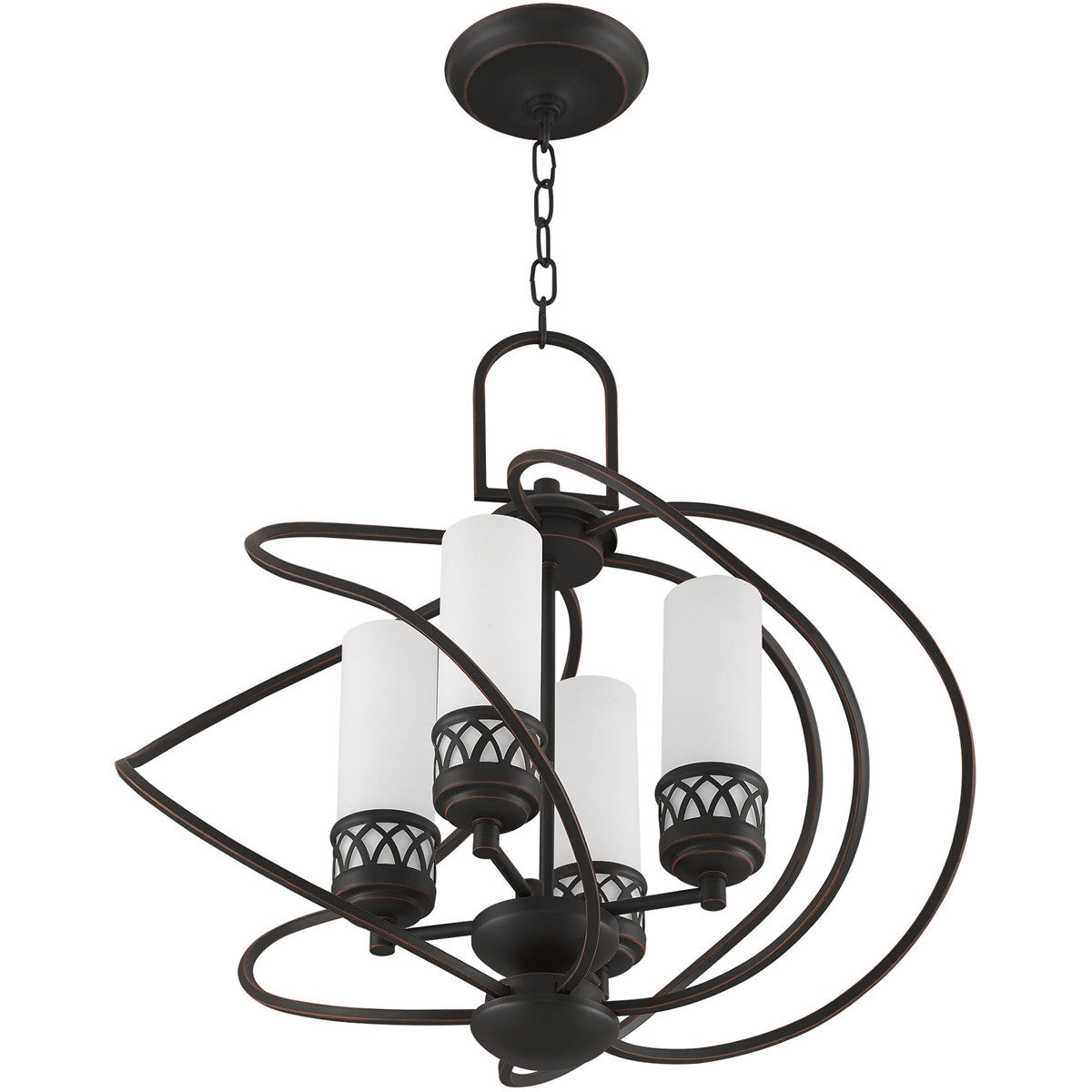 Four Light Dimmable Chandelier With Shades
