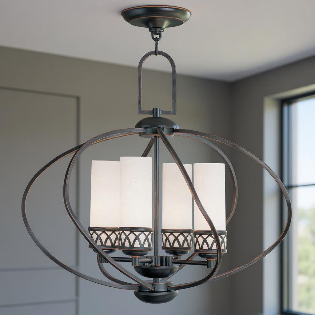 Four Light Dimmable Chandelier With Shades