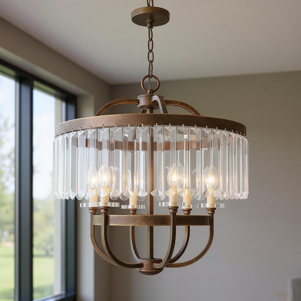 Six Light Dimmable Chandelier With Shades