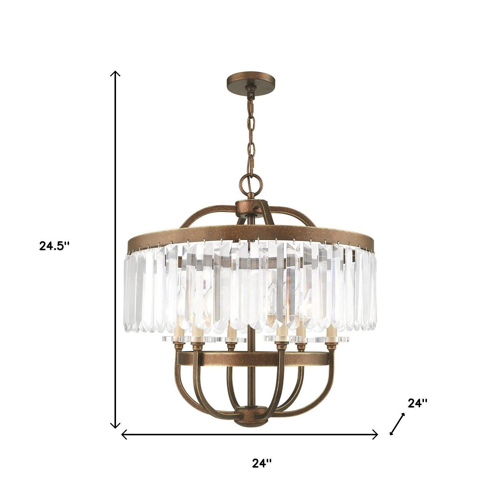 Six Light Dimmable Chandelier With Shades