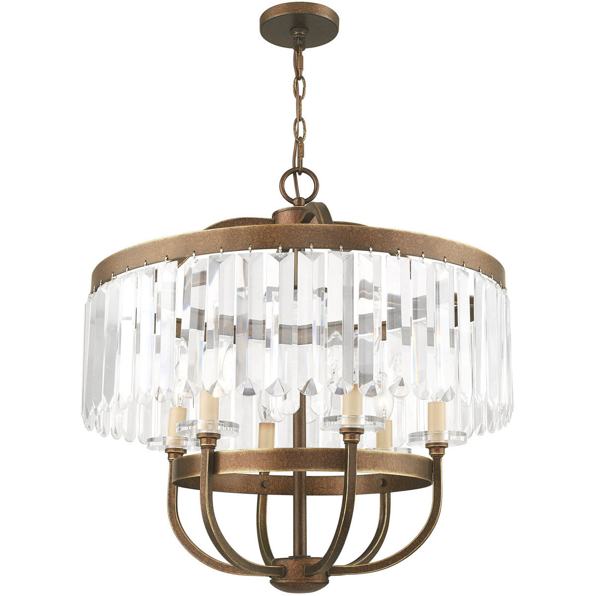 Six Light Dimmable Chandelier With Shades