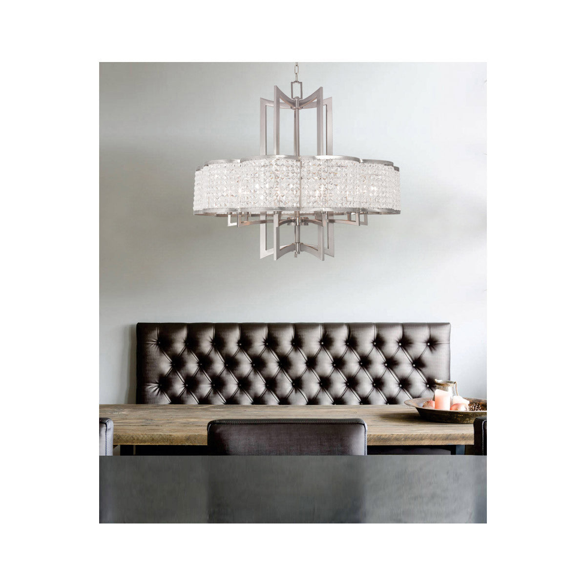 Eight Light Dimmable Chandelier With Shades