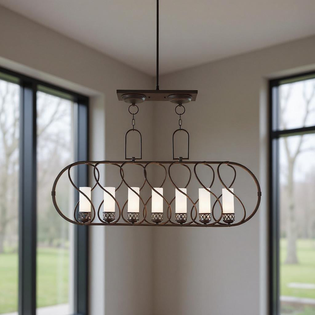 Seven Light Dimmable Chandelier With Shades