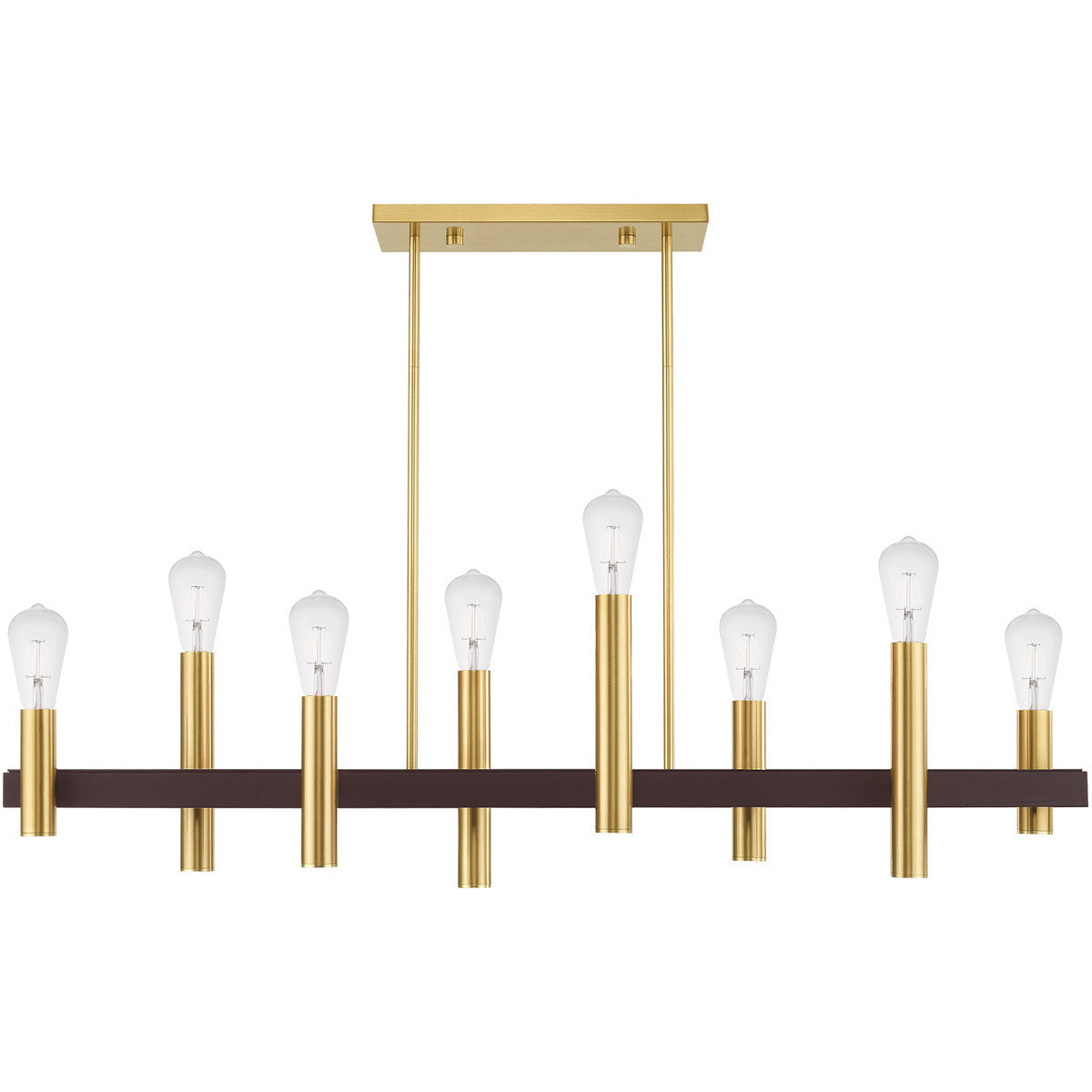 Eight Light Dimmable Chandelier With Shades