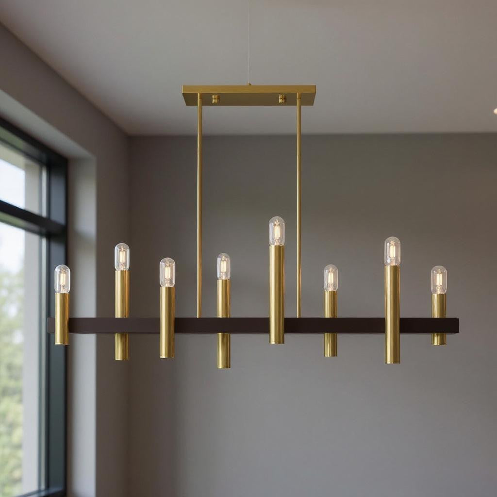 Eight Light Dimmable Chandelier With Shades