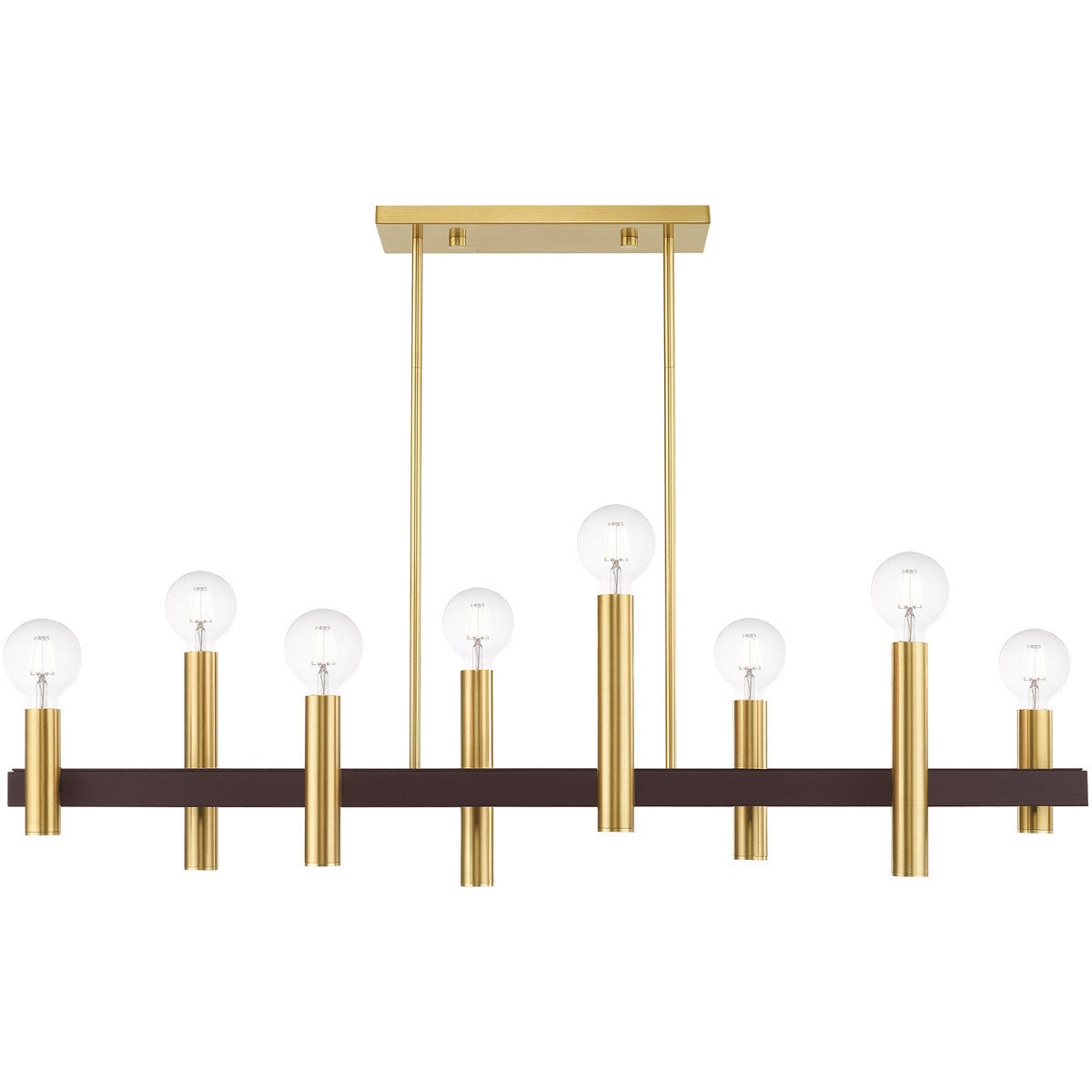 Eight Light Dimmable Chandelier With Shades