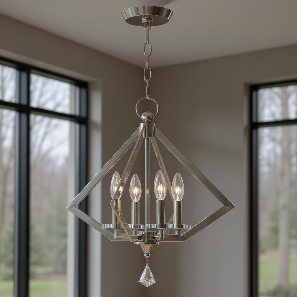 Four Light Dimmable Chandelier With Shades
