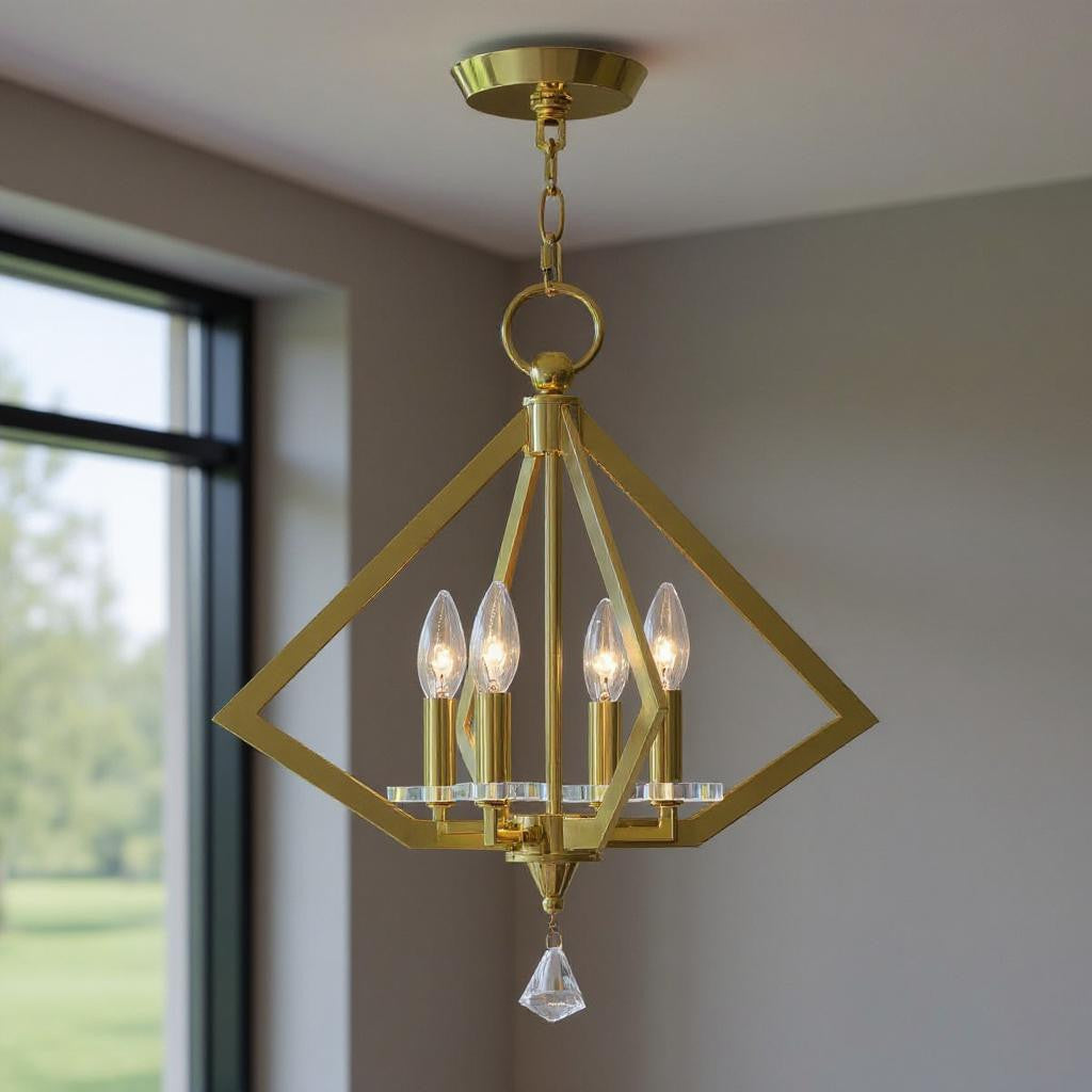 Four Light Dimmable Chandelier With Shades