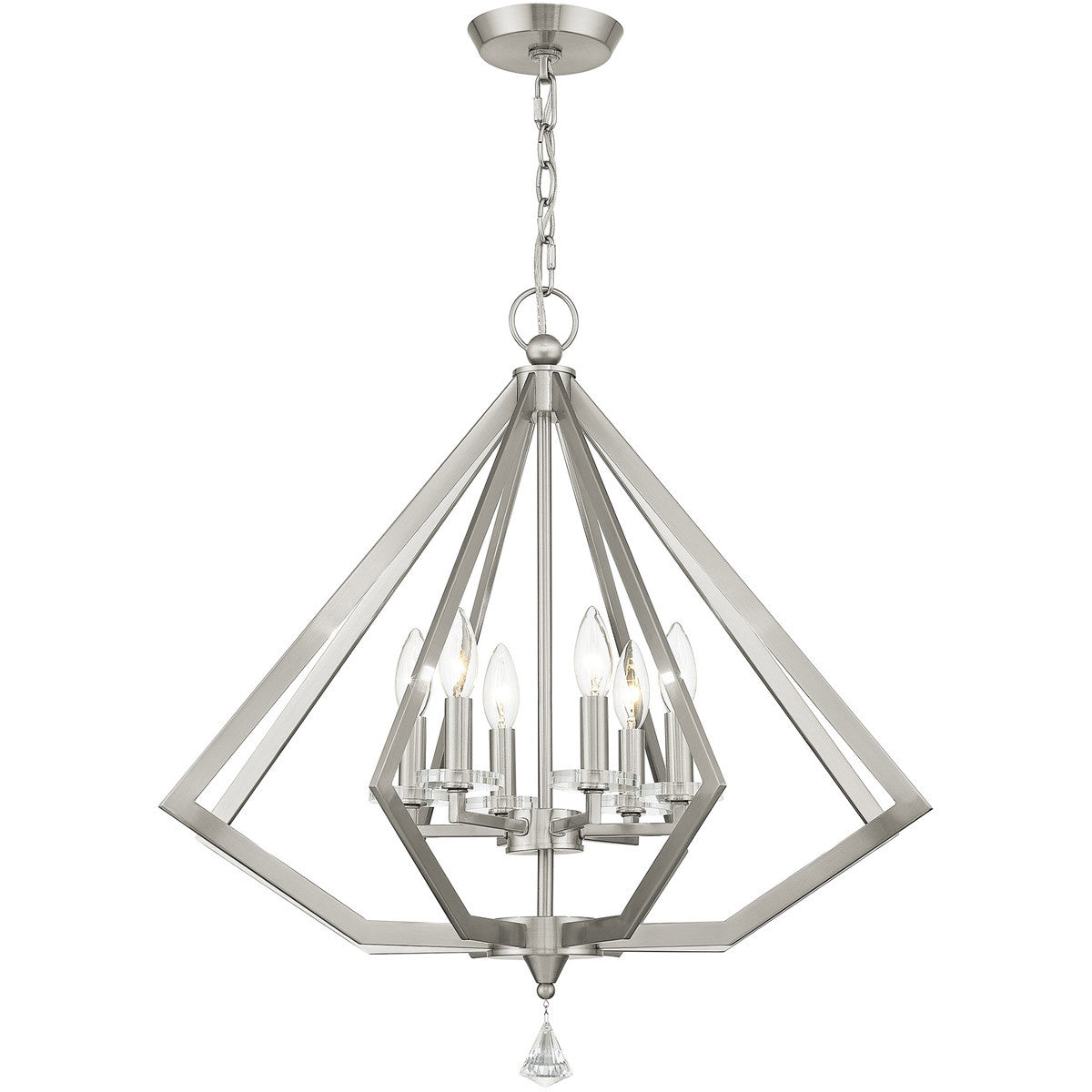 Six Light Dimmable Chandelier With Shades Default Title