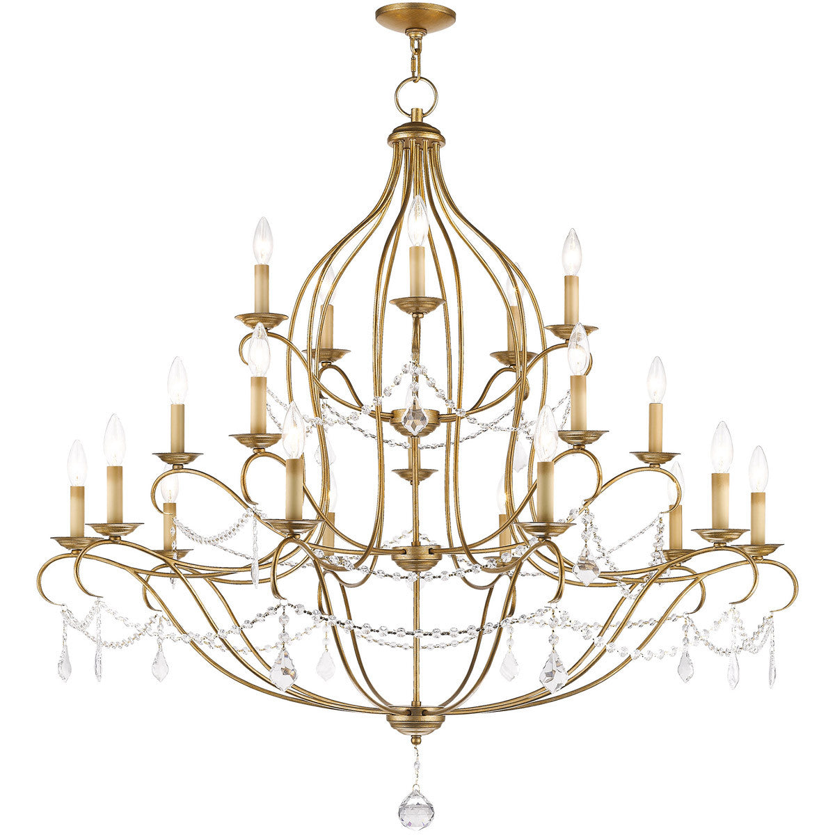 Twelve Light Dimmable Chandelier With Shades