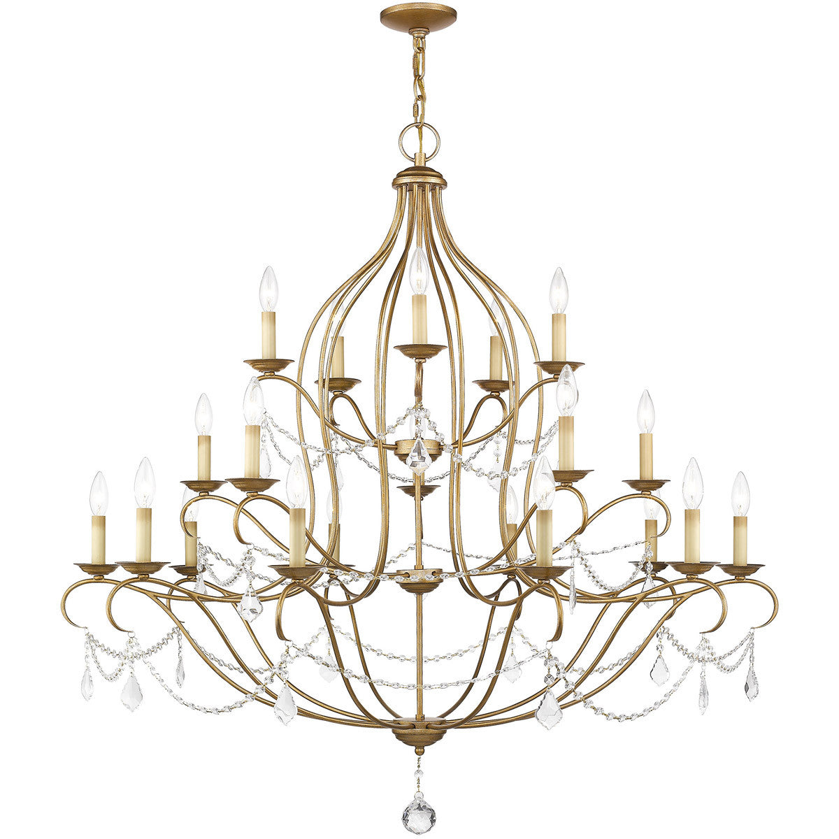 Twelve Light Dimmable Chandelier With Shades