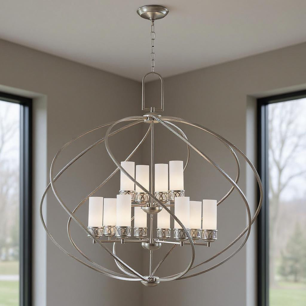 Twelve Light Dimmable Chandelier With Shades