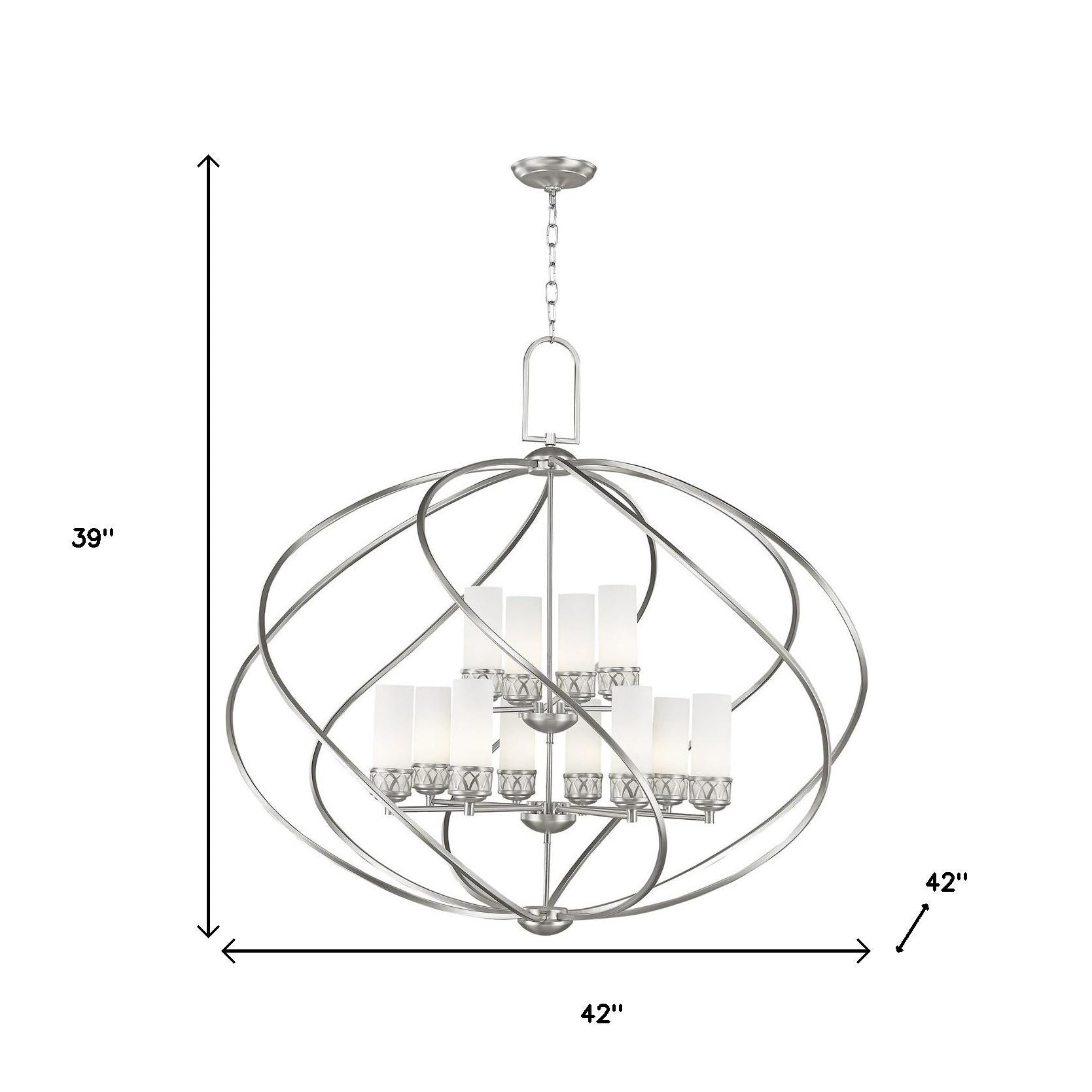 Twelve Light Dimmable Chandelier With Shades
