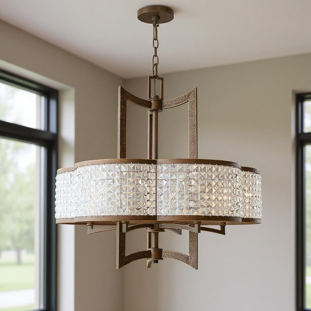 Six Light Dimmable Chandelier With Shades