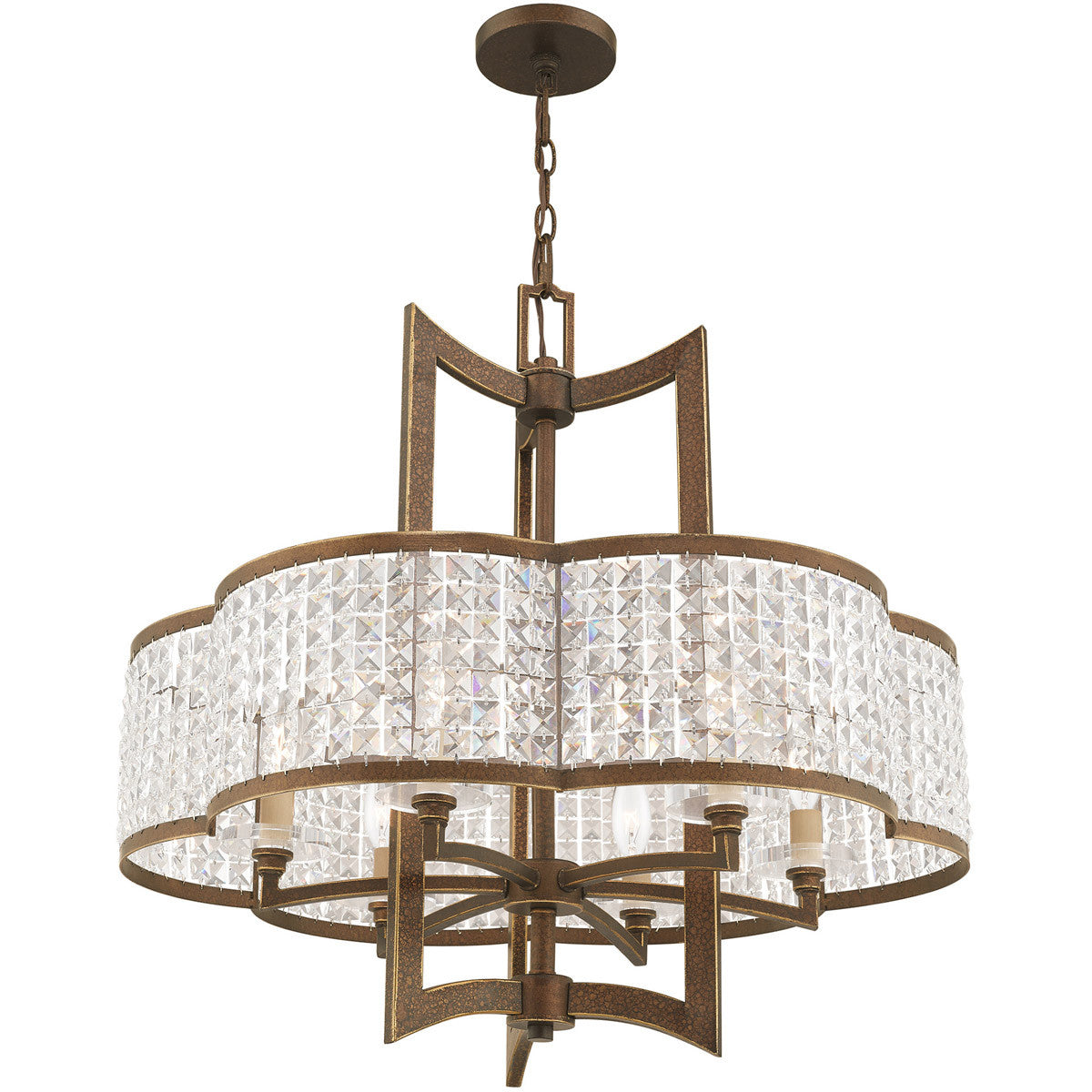 Six Light Dimmable Chandelier With Shades