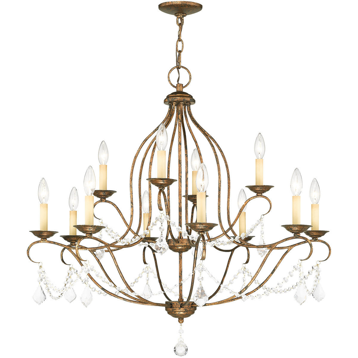 Twelve Light Dimmable Chandelier With Shades Default Title