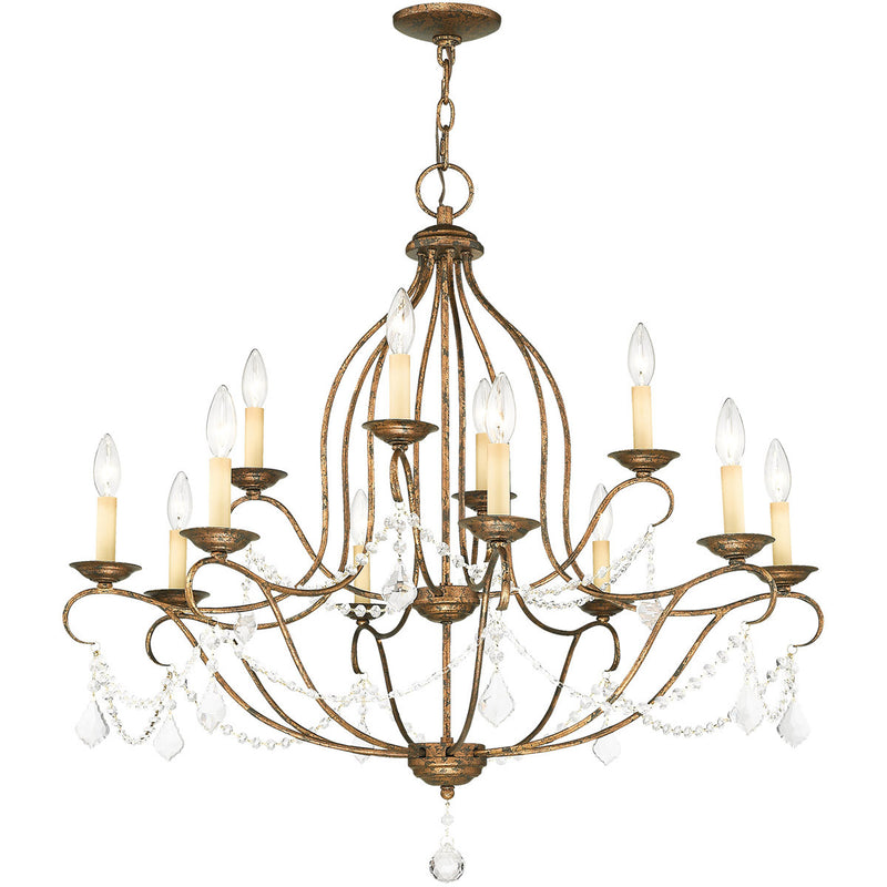 Twelve Light Dimmable Chandelier With Shades