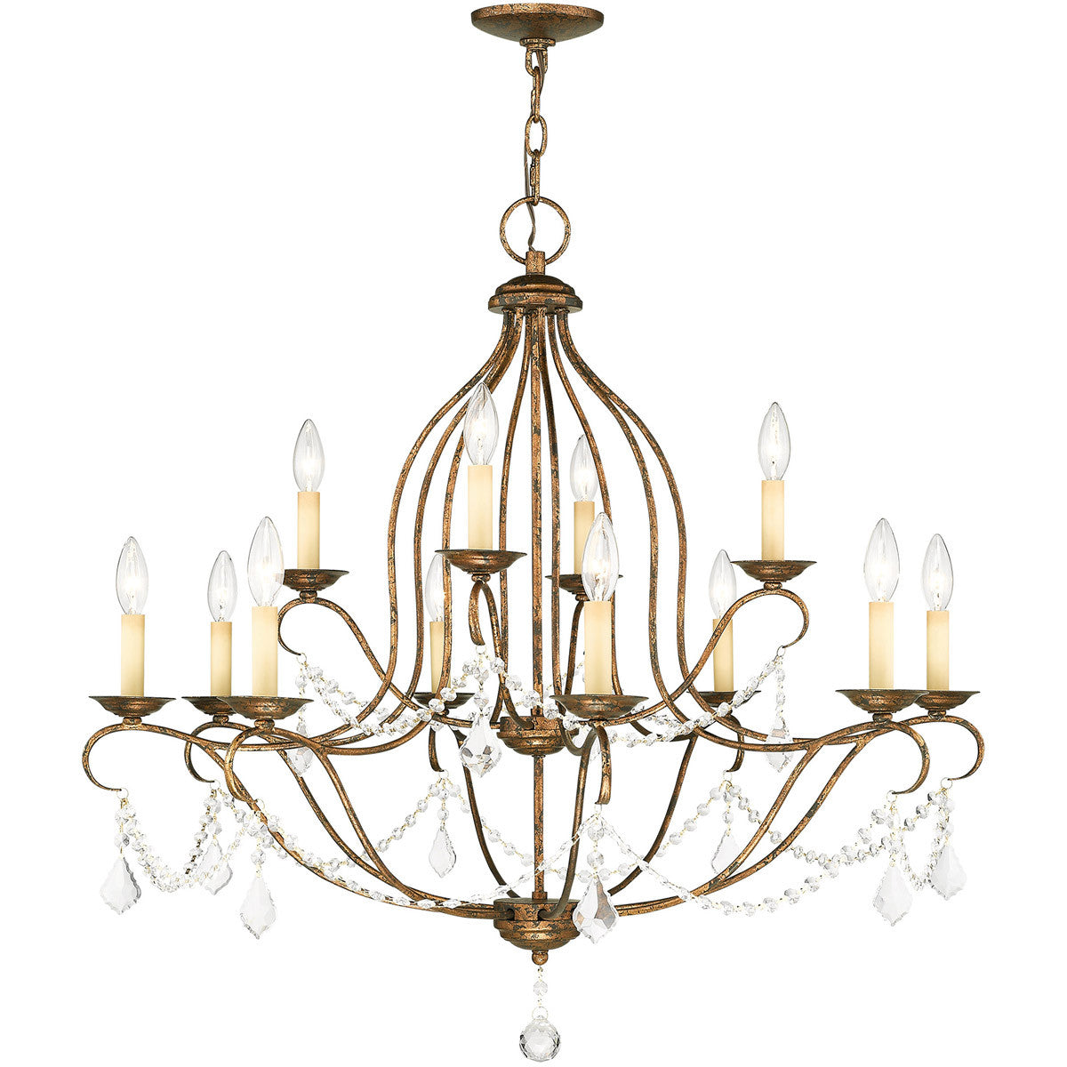 Twelve Light Dimmable Chandelier With Shades