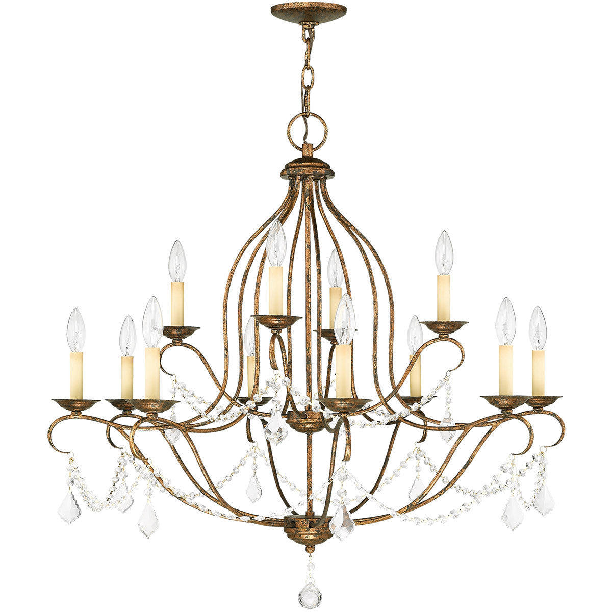 Twelve Light Dimmable Chandelier With Shades