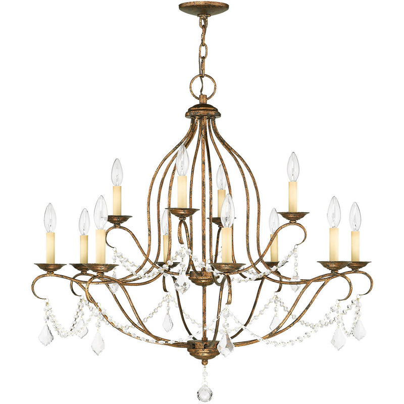 Twelve Light Dimmable Chandelier With Shades