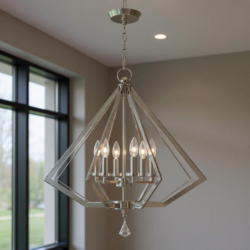 Six Light Dimmable Chandelier With Shades