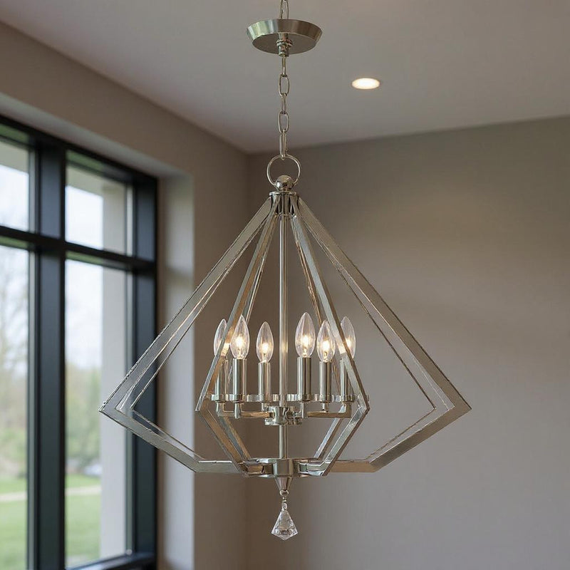 Six Light Dimmable Chandelier With Shades