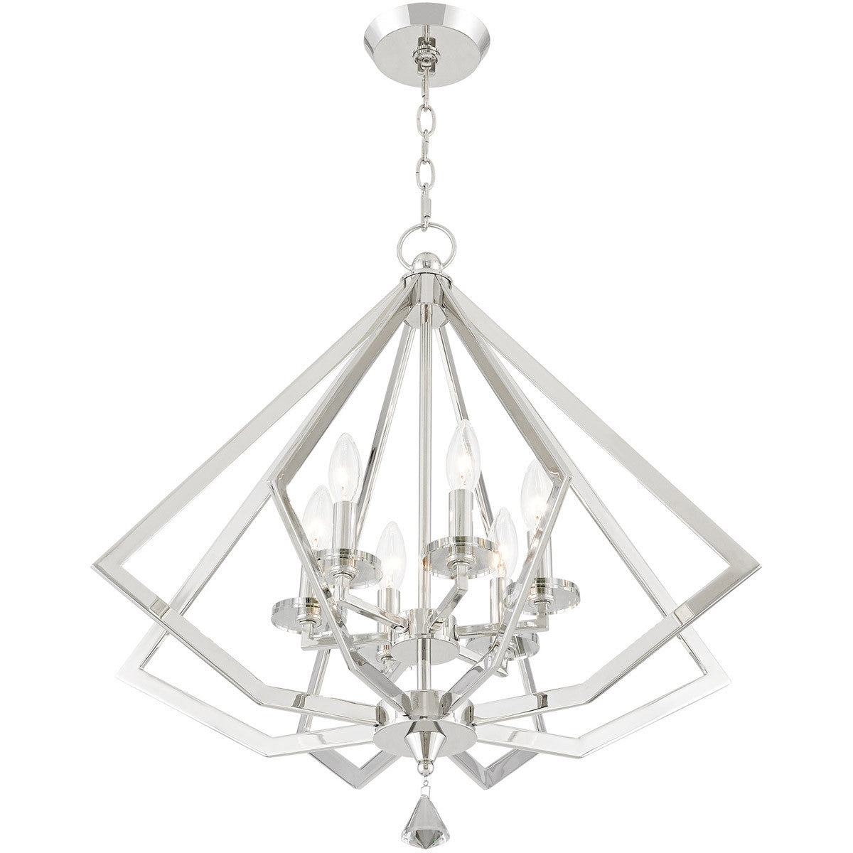Six Light Dimmable Chandelier With Shades