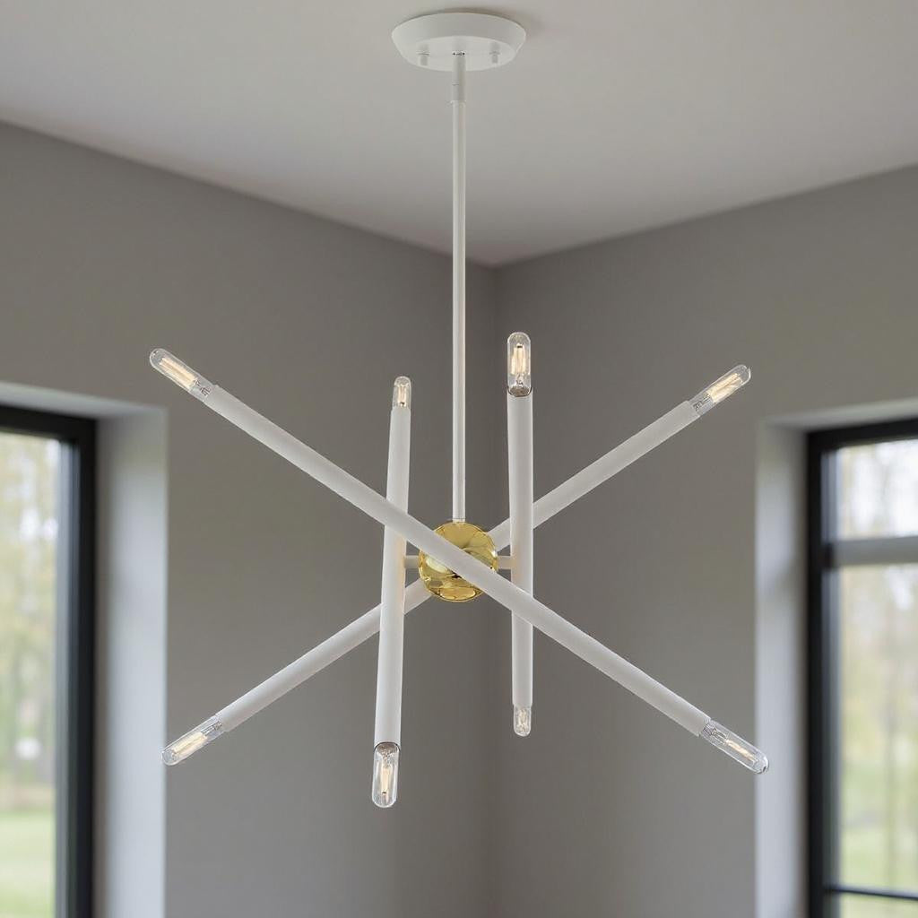 Eight Light Dimmable Chandelier With Shades