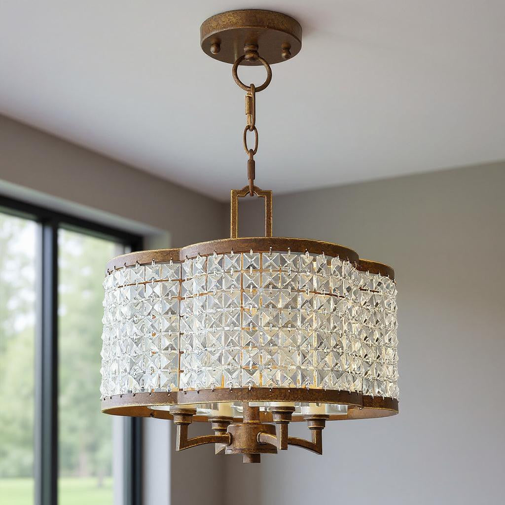 Four Light Dimmable Chandelier With Shades