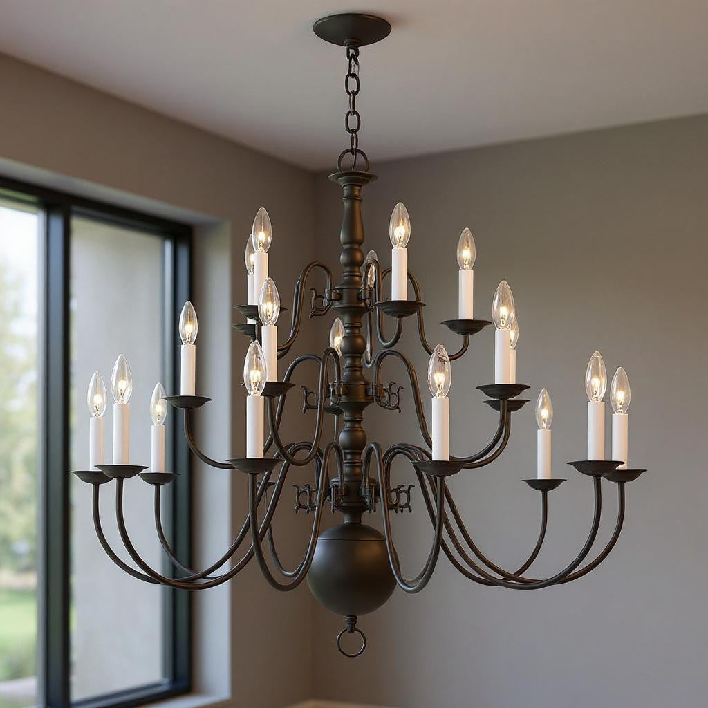 Bronze Multi Light Dimmable Chandelier With Shades