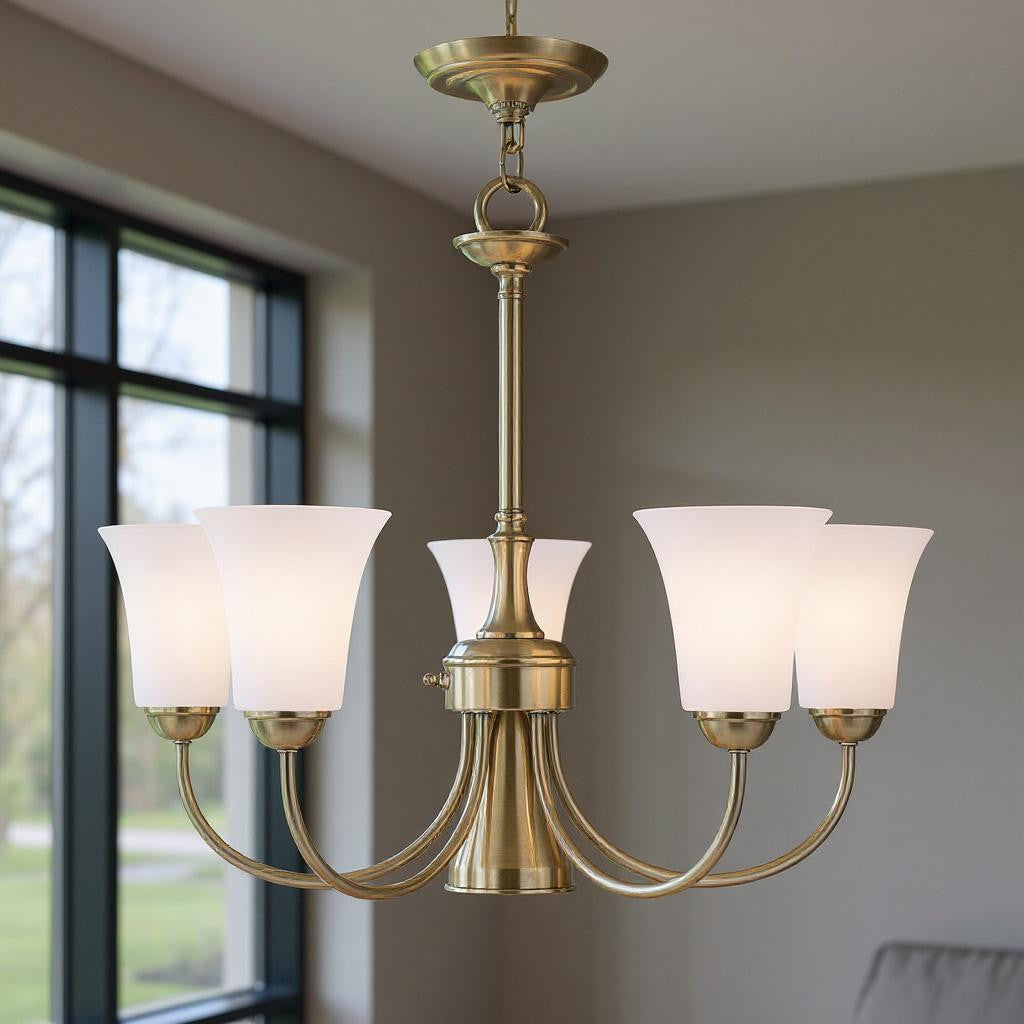 Six Light Dimmable Chandelier With Shades Default Title
