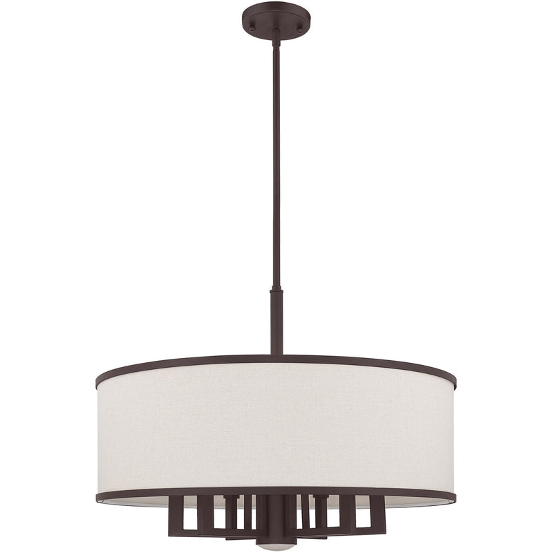 Bronze Seven Light Dimmable Chandelier With Shades