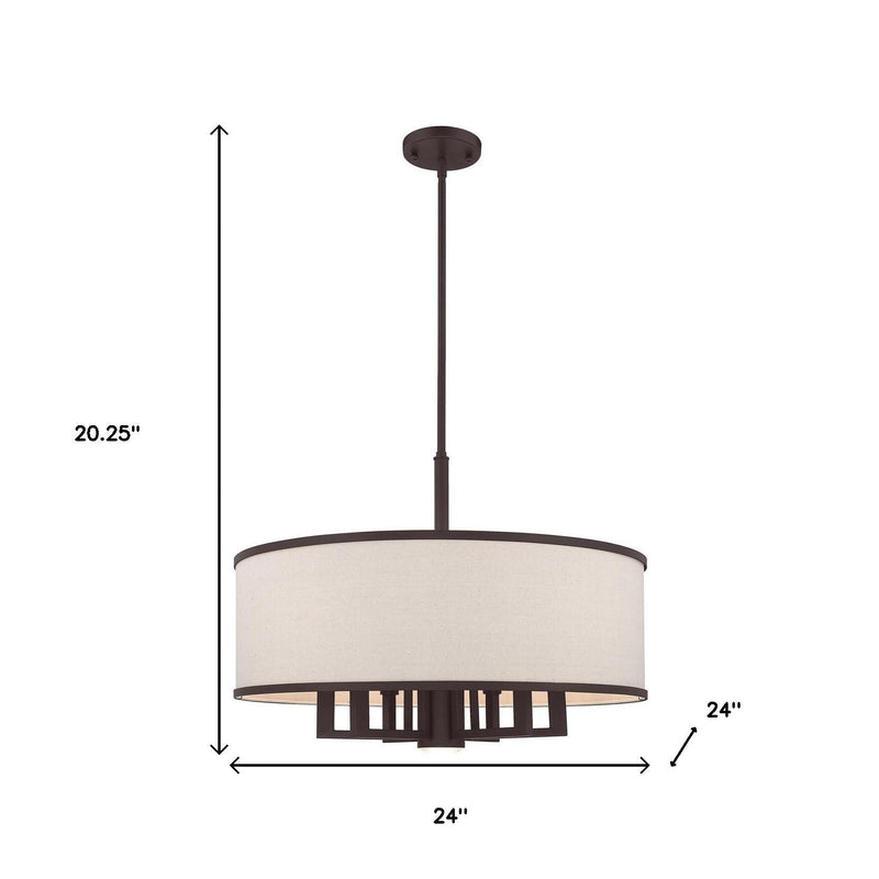 Bronze Seven Light Dimmable Chandelier With Shades