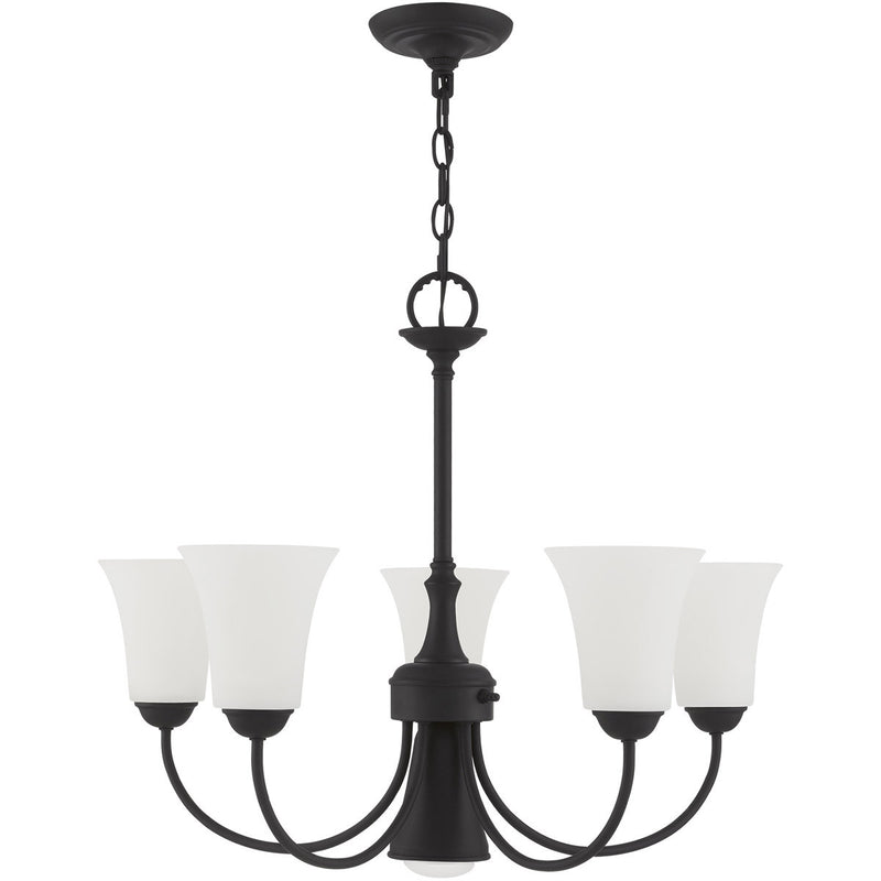 Black Six Light Dimmable Chandelier With Shades