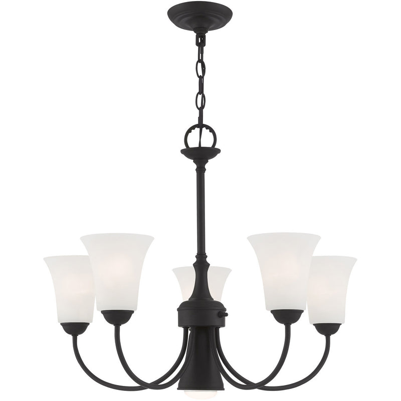 Black Six Light Dimmable Chandelier With Shades