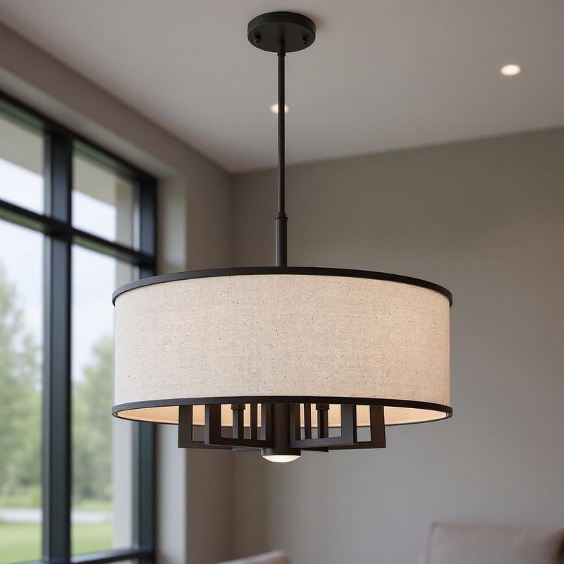 Bronze Seven Light Dimmable Chandelier With Shades