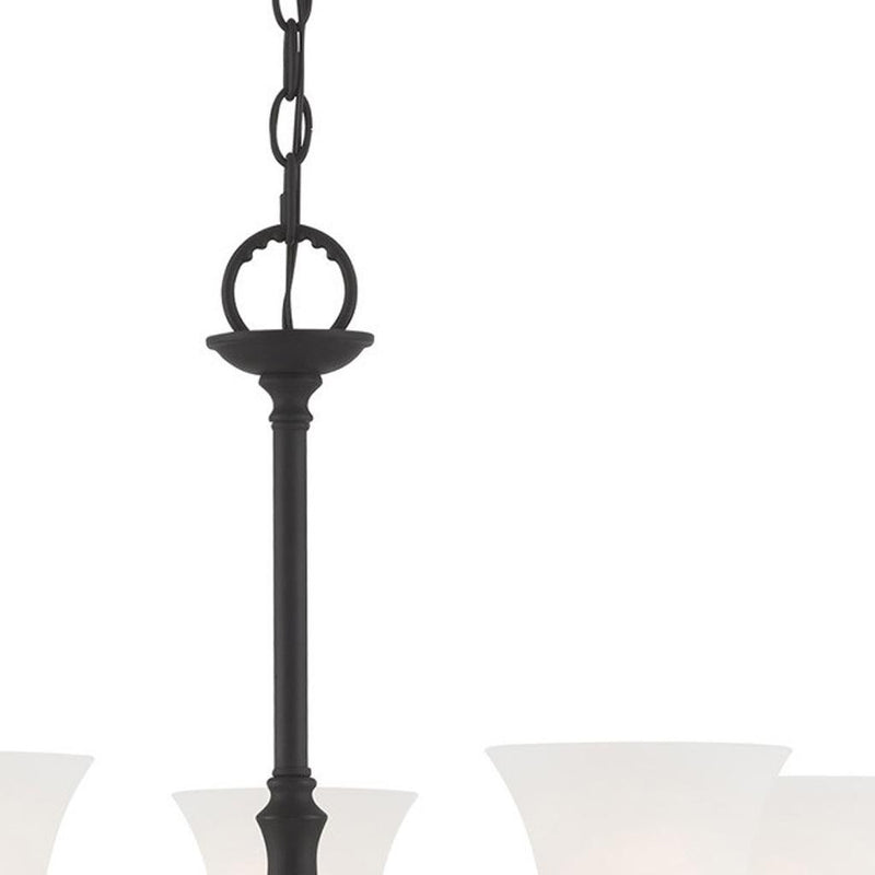 Black Six Light Dimmable Chandelier With Shades