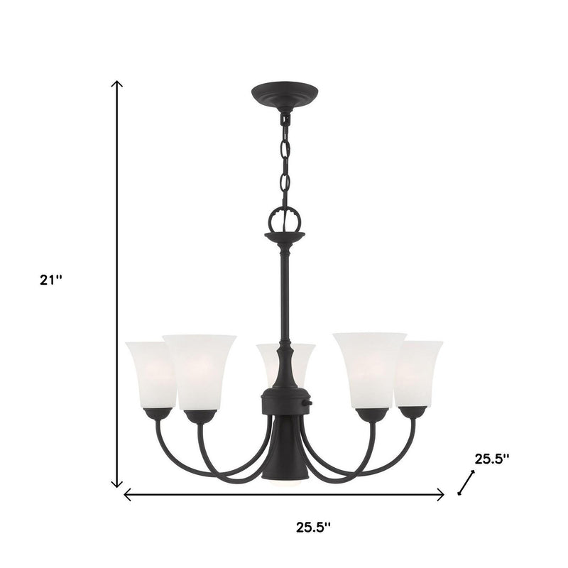Black Six Light Dimmable Chandelier With Shades