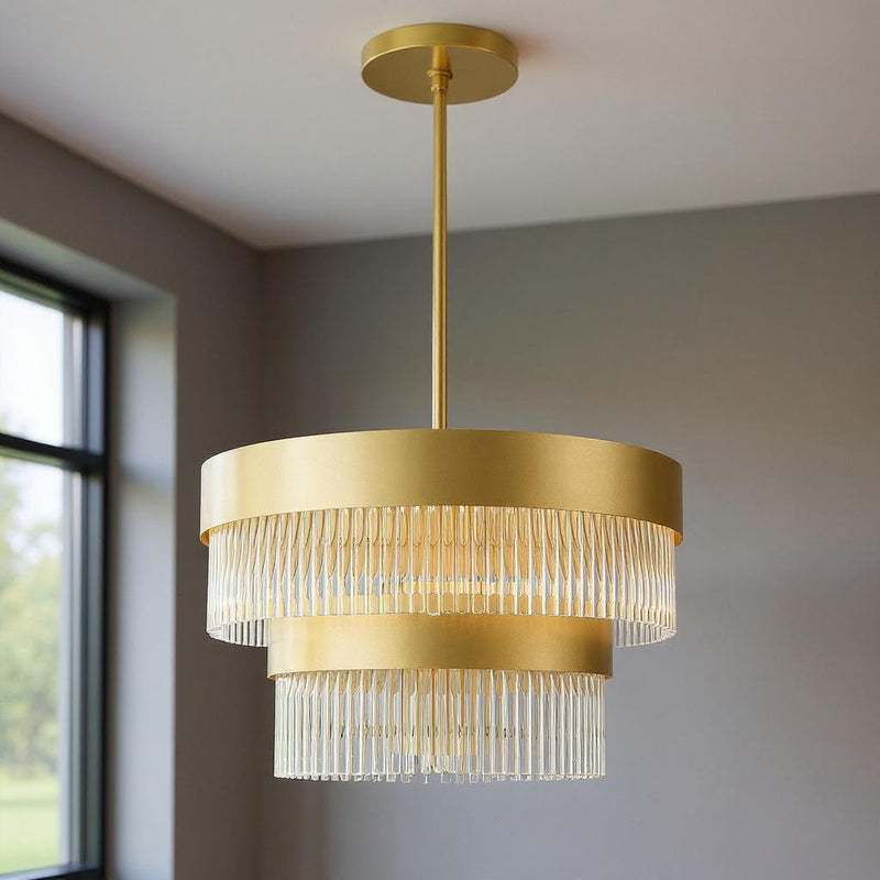 Five Light Dimmable Chandelier With Shades