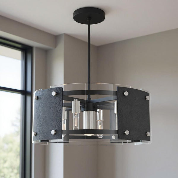 Seven Light Dimmable Chandelier With Shades Default Title